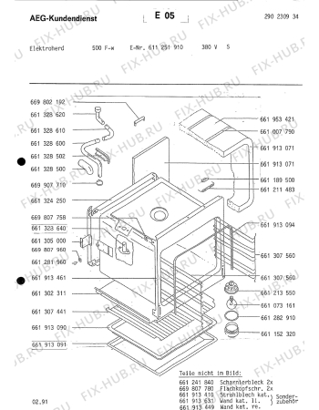 Взрыв-схема плиты (духовки) Aeg 500F-W S 380V - Схема узла Section2